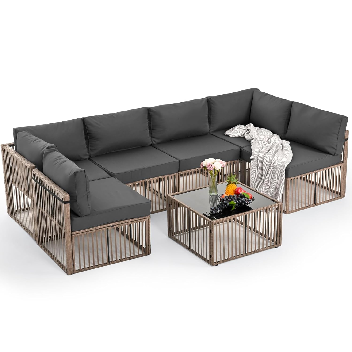 Outdoor Furniture On Sale - 7 Piece Outdoor Sectional Sofa Set,