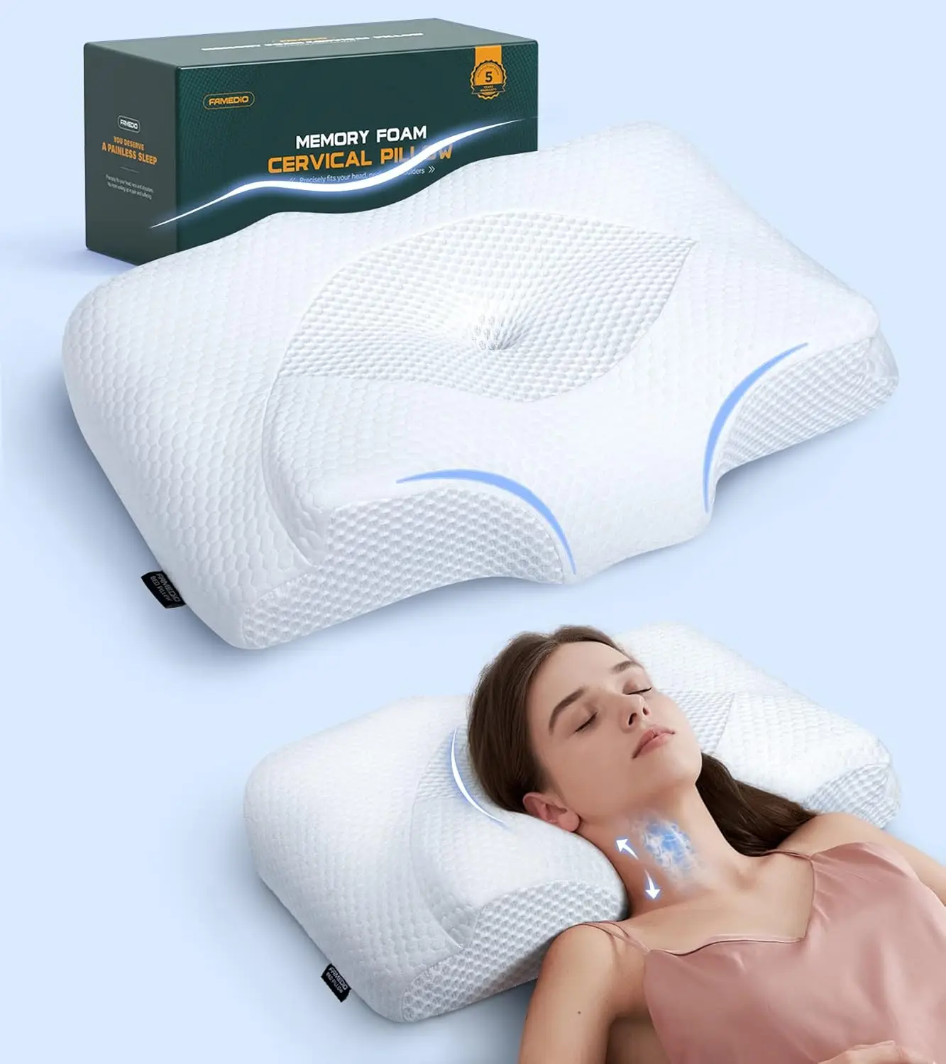 Outdoor Furniture Plus - Adjustable Cervical Pillow,Odorless Orthopedic comfortable for