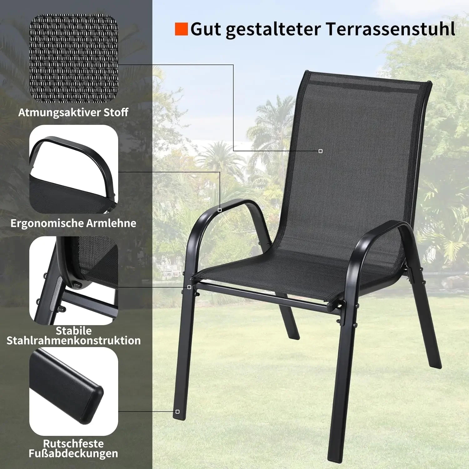 Metal Outdoor Chair Set Stacka - đánh giá và giá Outdoor Furniture On Sale