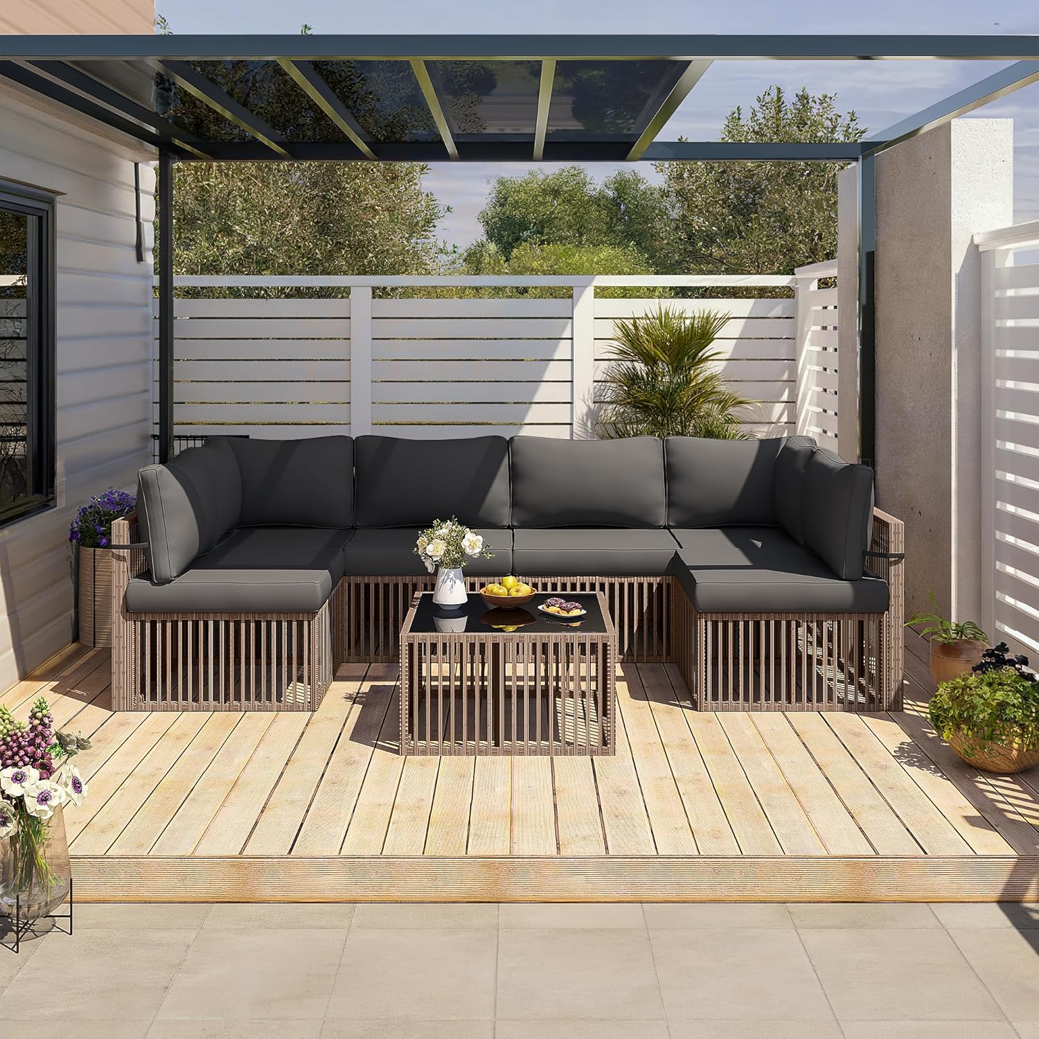 7 Piece Outdoor Sectional Sofa - đánh giá và giá Outdoor Furniture On Sale