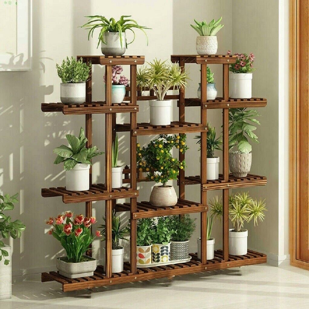 Wooden Plant Shelf Flower Pot  - đánh giá và giá Outdoor Furniture On Sale