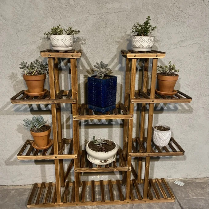 Wooden Plant Shelf Flower Pot  - đánh giá và giá Outdoor Furniture On Sale